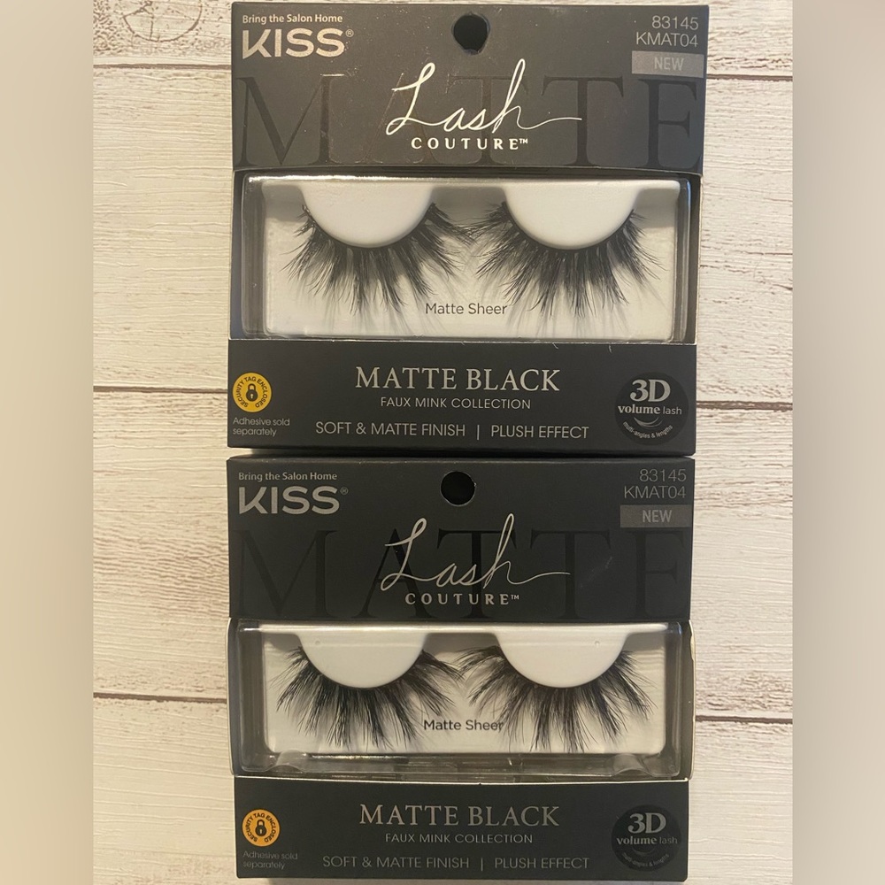 2 x KISS Lash Couture Matte Black-Matte Sheer Faux Mink Collection 83145